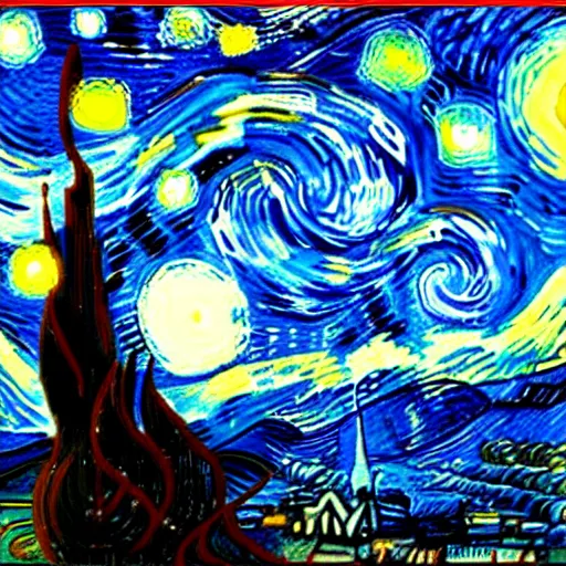 Image similar to jedi with swords star wars, style vincent van gogh's starry night