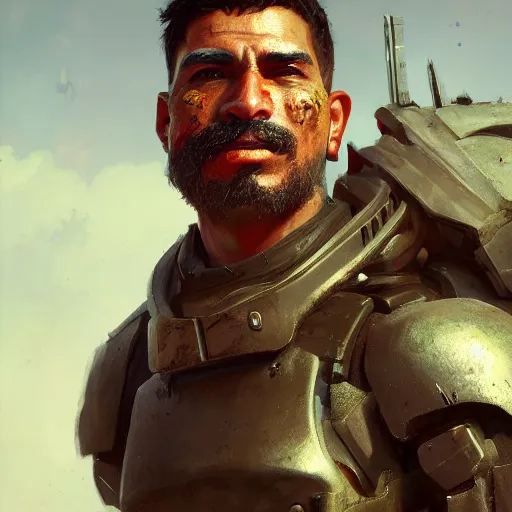 Prompt: an portrait man mexican in the assault powered armor, style game square enix, trending on artstation, painted by greg rutkowski, render naughty dog, octane render, detailed