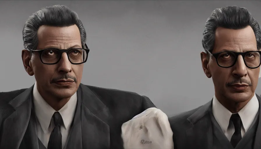 Prompt: Jeff Goldblum as Don Corleone, hyperdetailed, artstation, cgsociety, 8k