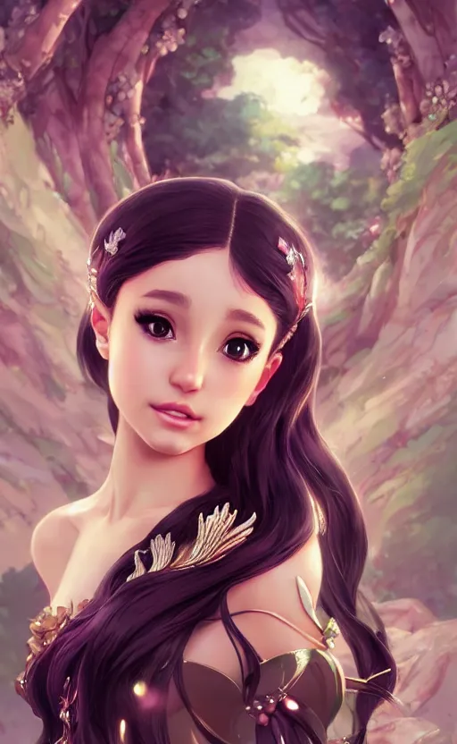 Image similar to ariana grande charming mermaid dreamlke with jewelry, character art, art by artgerm lau and kyoung hwan kim and and ilya kuvshinov and john singer sargent, hyperdetailed, 8 k realistic, symmetrical, frostbite 3 engine, cryengine, dof, trending on artstation, digital art