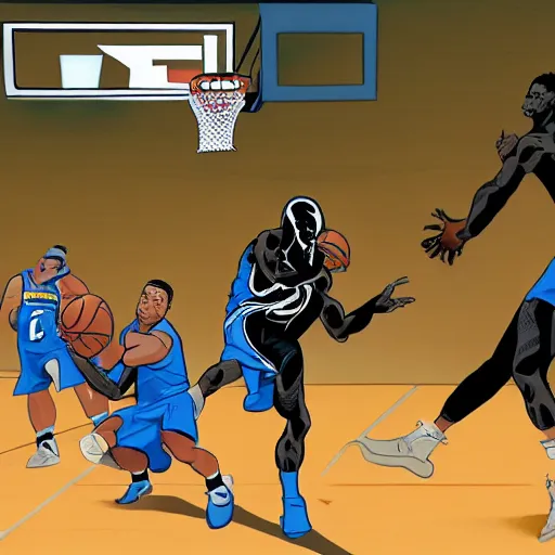 Prompt: Venom making the cleanest basketball shot ever