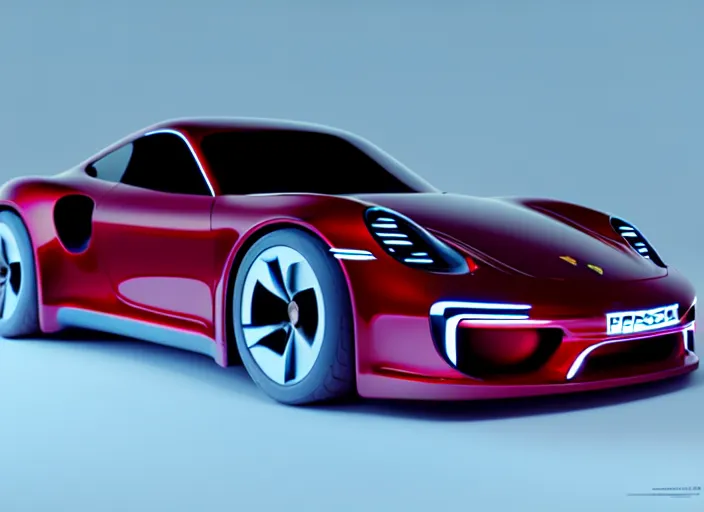 Image similar to Porsche designed by Apple, studio light, octane render