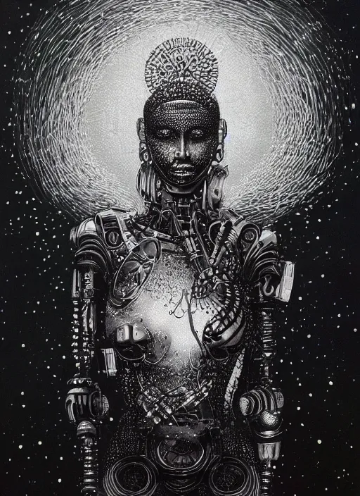 Image similar to Robot goddess painting by Dan Hillier, trending on artstation, artstationHD, artstationHQ, 4k, 8k