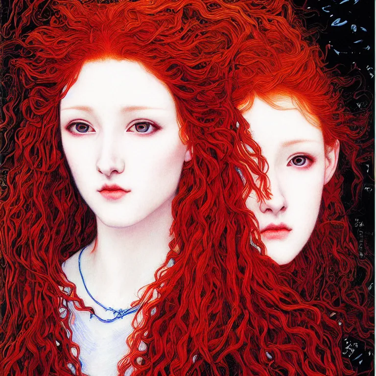 Image similar to portrait of a young red haired woman painted by ayami kojima