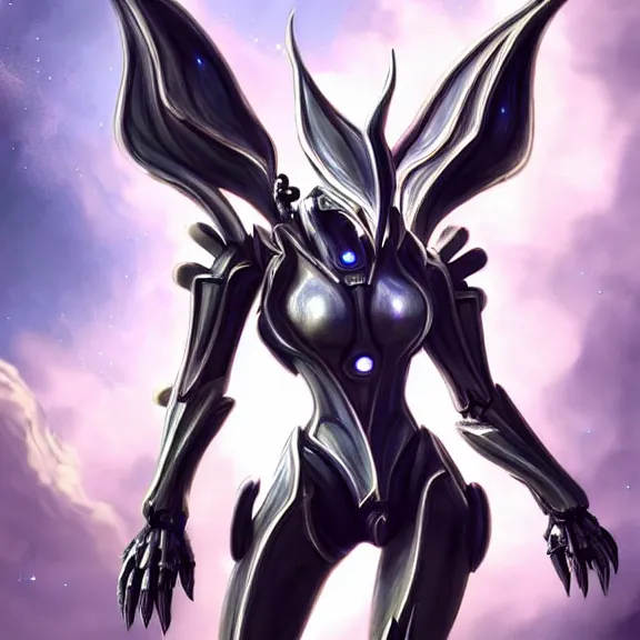 Image similar to giant stunning goddess shot, galactic sized beautiful hot anthropomorphic robot mecha female dragon, floating in space, larger than the planet, gently caressing earth, looming over earth, detailed sleek silver armor, epic proportions, epic scale, highly detailed digital art, sci fi, furry art, macro art, dragon art, goddess art, warframe fanart, destiny fanart, anthro, furry, giantess, macro, furaffinity, deviantart, 8k 3D realism