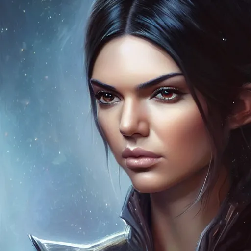 Prompt: kendall jenner, d & d, fantasy, portrait, highly detailed, digital painting, trending on artstation, concept art, sharp focus, illustration, art by artgerm and greg rutkowski and magali villeneuve