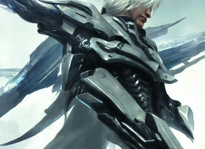 Image similar to raiden from metal gear rising revengeance by greg rutkowski