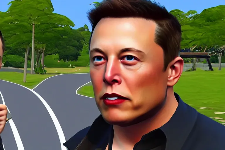 Image similar to a screenshot of elon musk in the video game in the sims. character customization, close up, 3 d rendering. unreal engine. amazing likeness. very detailed.