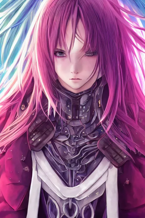 Image similar to portrait Anime girl in cyberpunk trinity blood armor, cute-fine-face, violet-hair pretty face, realistic shaded Perfect face, fine details. Anime. realistic shaded lighting by Ilya Kuvshinov katsuhiro otomo ghost-in-the-shell, magali villeneuve, artgerm, rutkowski, WLOP Jeremy Lipkin and Giuseppe Dangelico Pino and Michael Garmash and Rob Rey and Yoshitaka Amano and Thores Shibamoto