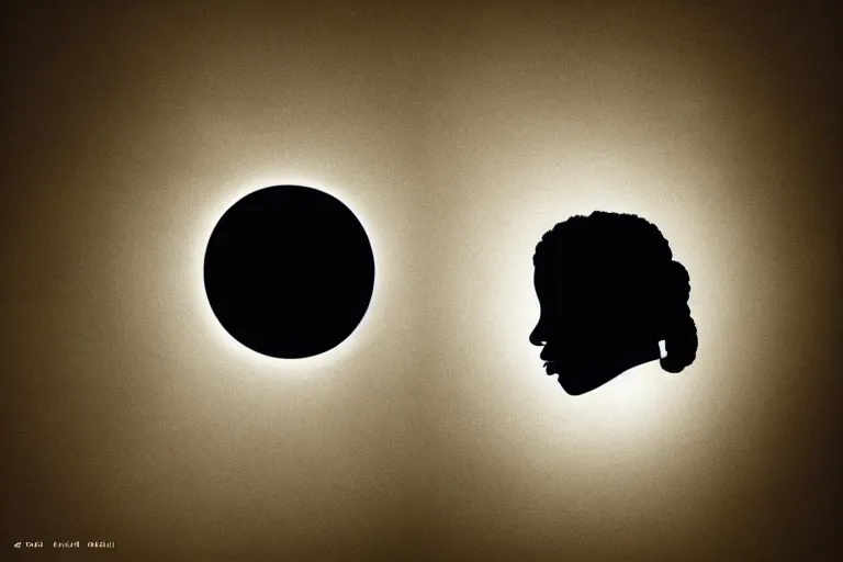 Image similar to a silhouette of a woman with a sun halo on her head, an album cover by carrie mae weems, trending on pinterest, afrofuturism, chiaroscuro, studio lighting, dramatic lighting