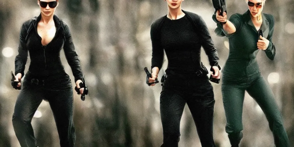 Image similar to Jennifer Lawrence fighting agents in matrix