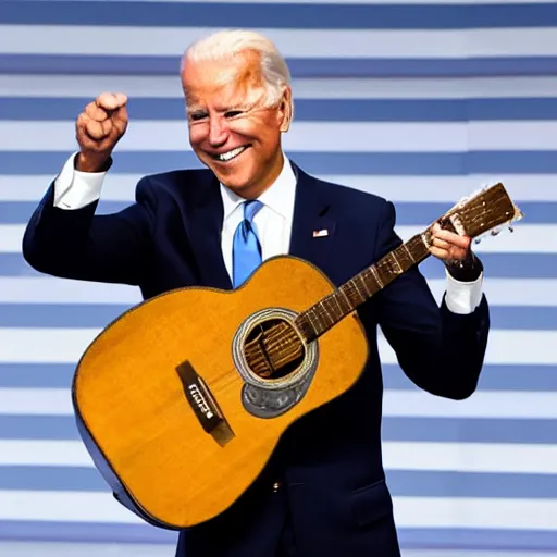 Image similar to joe biden playing guitar on stage