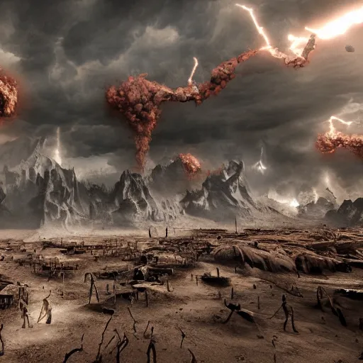 Image similar to chaotic hell, end of world, vray