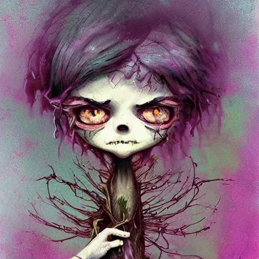 Image similar to ghastly by skottie young, by adolf hiremy - hirschl. the digital art is a beautiful & haunting work of art of a series of images that capture the delicate beauty of a flower in the process of decaying. the colors are muted & the overall effect is one of great sadness.