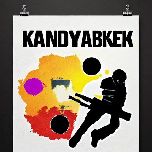 Image similar to counter strike kandinsky style poster, slogan, burned