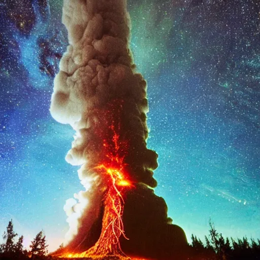 Prompt: a redwood tree on a erupting from a spaceship in space