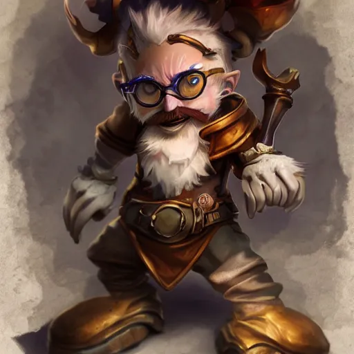 Image similar to Heimerdinger from League of legends, high resolution fantasy concept art, intricate details, soft lighting