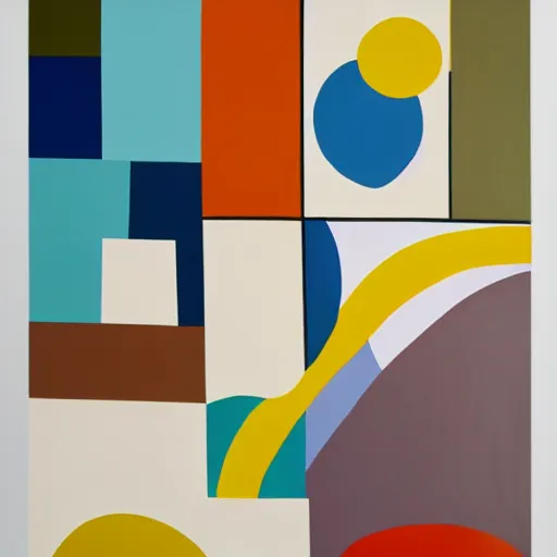 Image similar to A painting of an iphone, abstract painting in the style of Sophie Taeuber-Arp and Gary Hume and Tatsuro Kiuchi, flat colour-block style, geometric abstraction, earthy colours