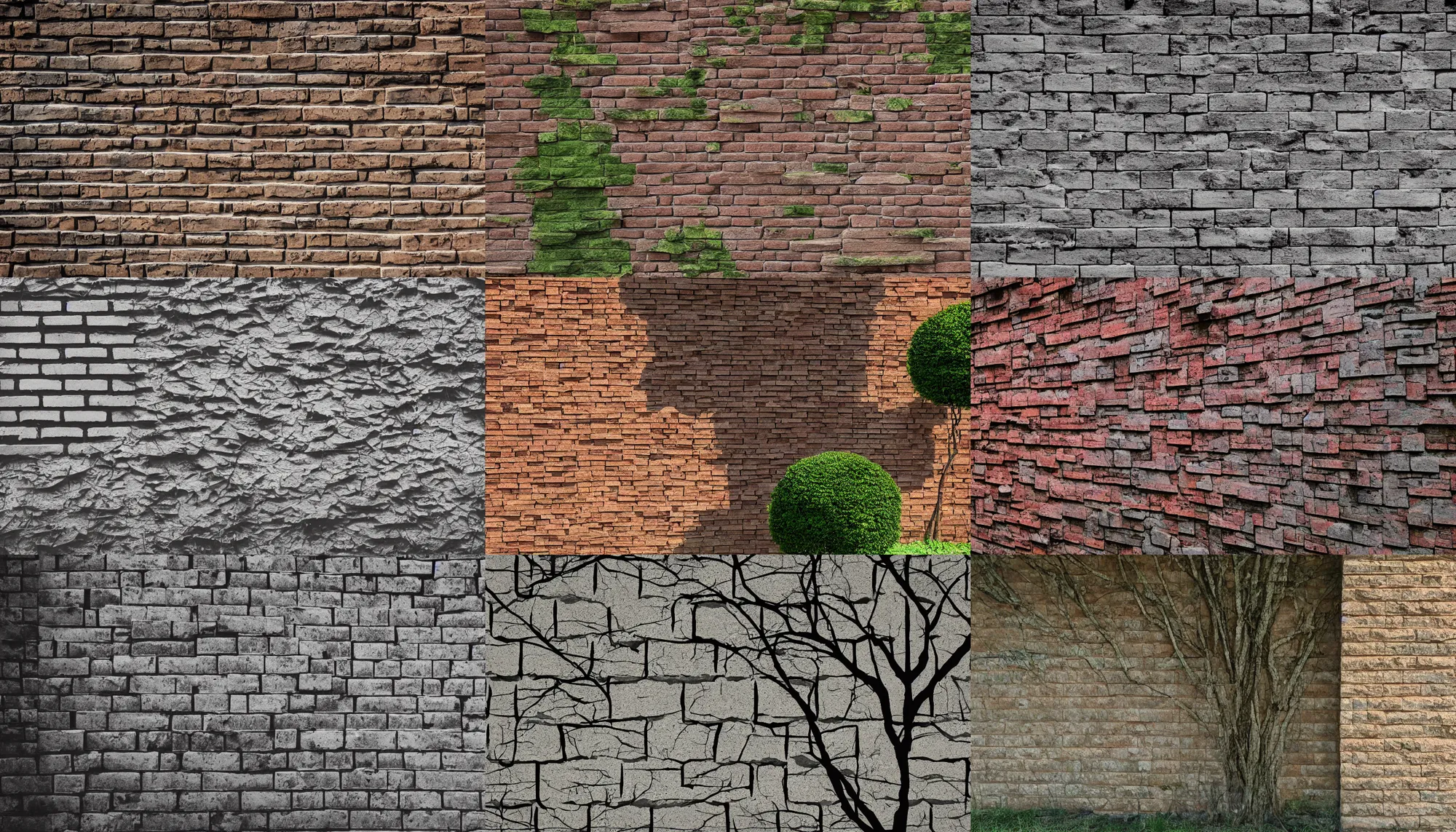 Prompt: a brick stone wall in anime style, trees cast shadows on the wall