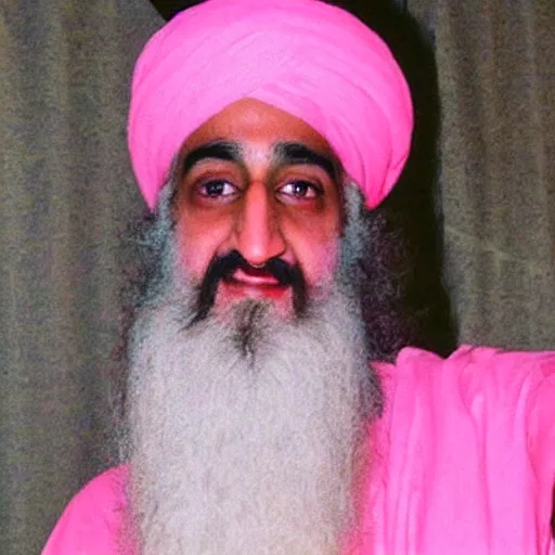 Prompt: osama bin laden wearing a pink dress, leaked photo, taken with a selfie