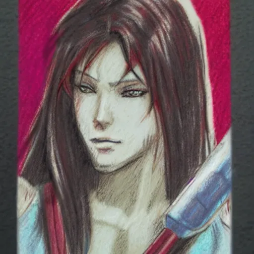 Prompt: Pastel sketch of Claire Redfield