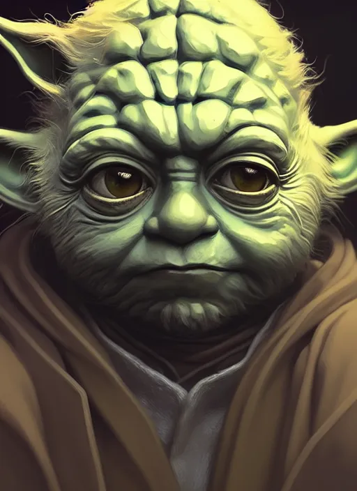 Image similar to highly detailed portrait yoda in gta v stephen bliss unreal engine fantasy art by greg rutkowski loish rhads ferdinand knab makoto shinkai lois van baarle ilya kuvshinov rossdraws tom bagshaw global illumination radiant light detailed intricate environment