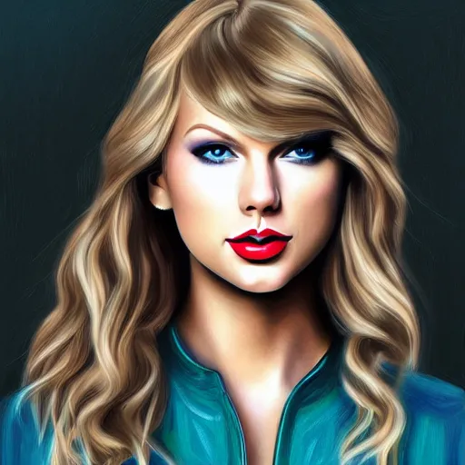 Image similar to portrait of Taylor Swift, highly detailed, centered, solid color background, digital painting