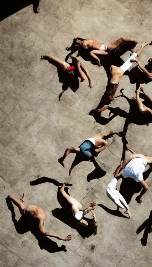 Prompt: wild animals playing capoeira in figueres city, national geographic photograph,