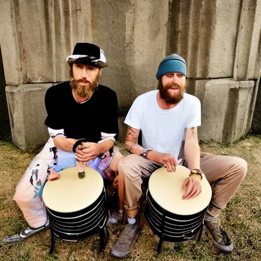 Image similar to jovanotti and burzum play congas togheter