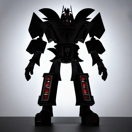 Image similar to goth transformers, 3 d character model, epic, 3 d render, white background, right view, shadows