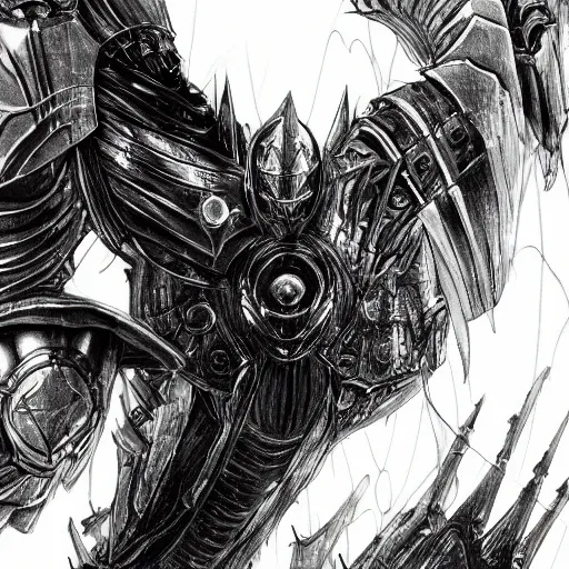 Prompt: armored sauron by tsutomu nihei, biomechanical, profile portrait, 4 k, wide eyes, hyper detailed, hyperrealism, anime