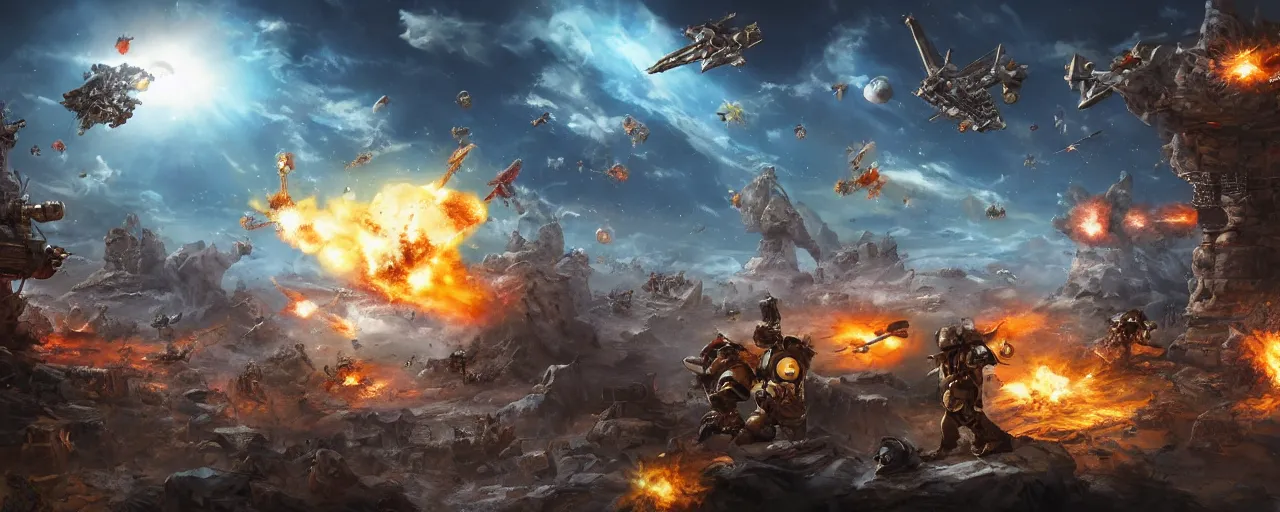 Image similar to fantasy monkey war in space, concept art, 4 k