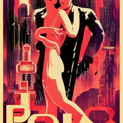 Image similar to a movie poster for pandora ’ s box ( 1 9 2 9 ) in the style of blade runner