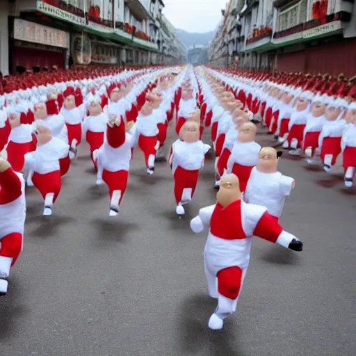 Image similar to the running of the kim jong - un dolls in pamplona