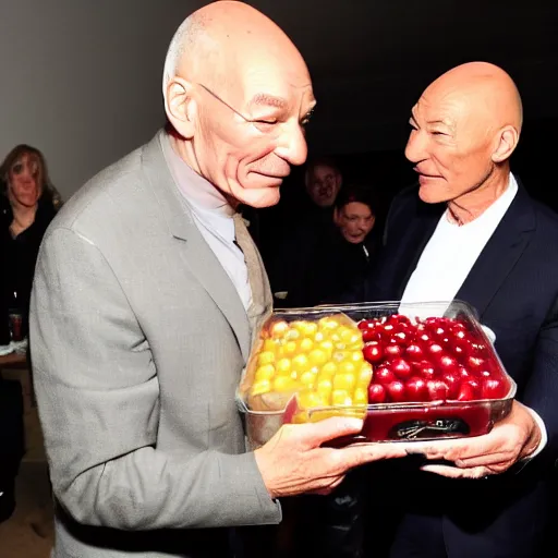 Prompt: Patrick Stewart dumped his cranberries