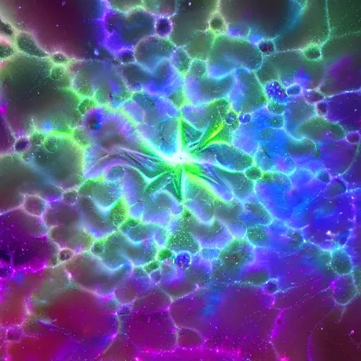 Image similar to a psychedelic landscape made out of fractal patterns, colorful, nebula, 4 k