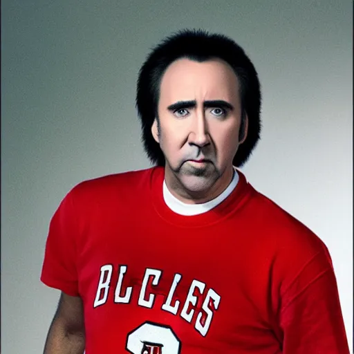 Image similar to Nicolas Cage as a member of the Chicago Bulls