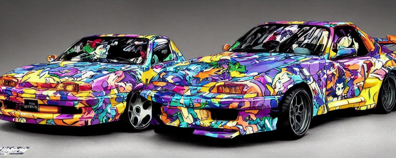 Image similar to jojo's bizarre adventure themed toyota supra, 9 0 s anime style