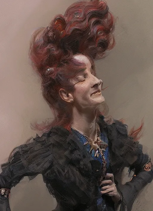 Image similar to close up concept art of a loud victorian woman, by sabbas apterus, by donato giancola