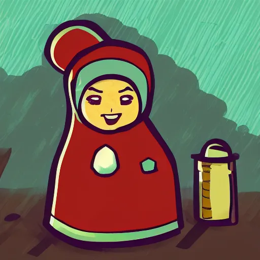 Prompt: a babushka in the style of a quaint wholesome indie game that costs ten dollars and has an undercurrent of trauma