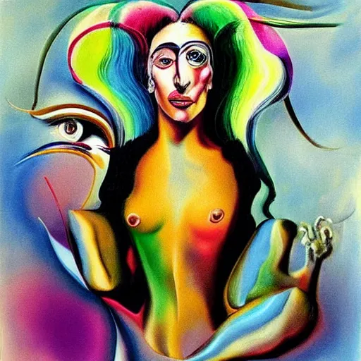 Image similar to lady gaga painted by salvador dali