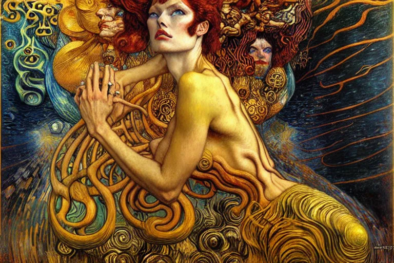 Image similar to Divine Chaos Engine by Karol Bak, Jean Delville, William Blake, Gustav Klimt, and Vincent Van Gogh, symbolist, visionary