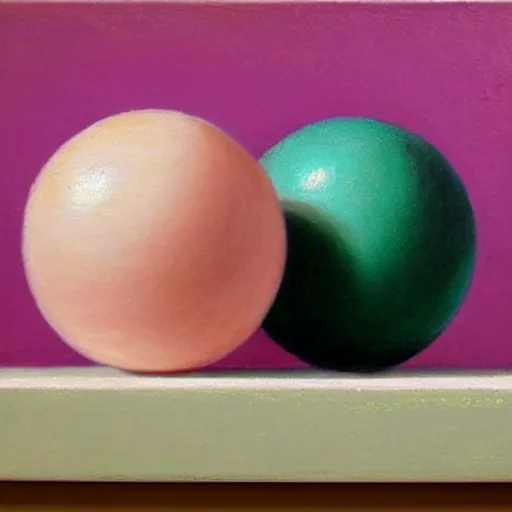 Prompt: perfectly symmetrical pastel spheres, one inside another, pleasing, detailed, oil painting