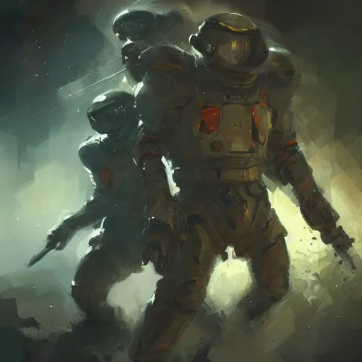 Image similar to space miners in the style of craig mullins, ruan jia, kentaro miura, greg rutkowski, loundraw