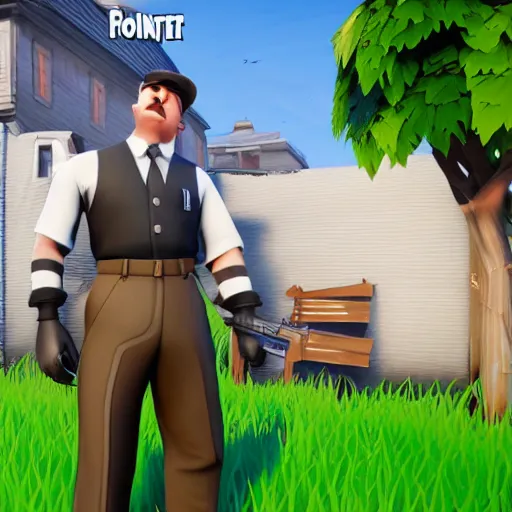 Image similar to adolf hitler in fortnite