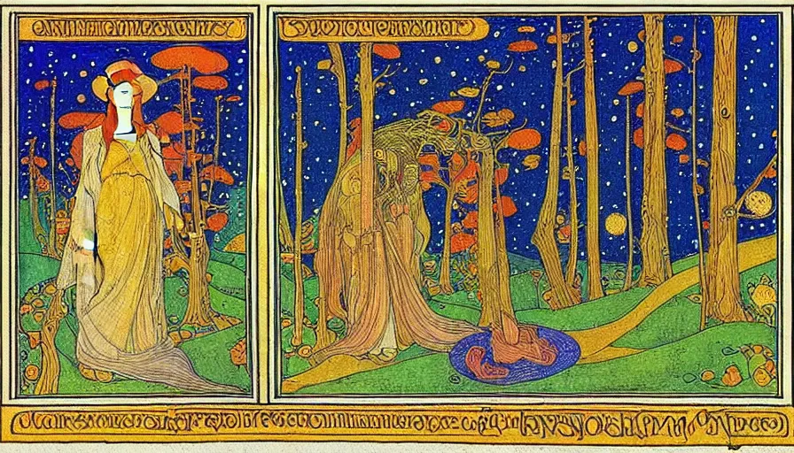 Image similar to the two complementary forces that make up all aspects and phenomena of life, by Ivan Bilibin,