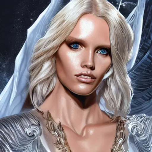 Image similar to abbey lee kershaw as emma frost, symmetrical facial features, 8 k intricate detail, detailed face, beautiful, golden ratio, art by pepe larraz, radiosity rendering,