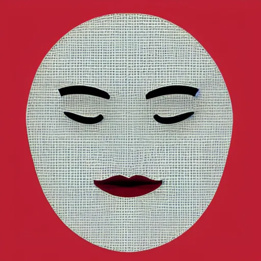 Image similar to a face made from layered paper, 2D, flat minimalistic, ambient light