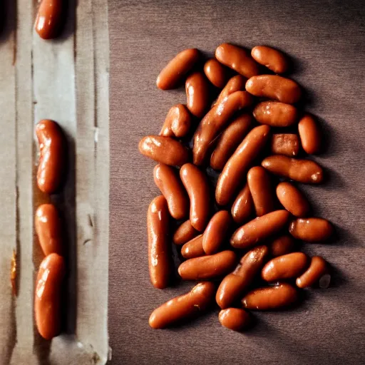 Prompt: film still of a human made of baked beans