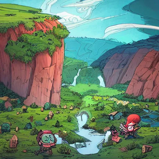 Prompt: a landscape, artwork by skottie young